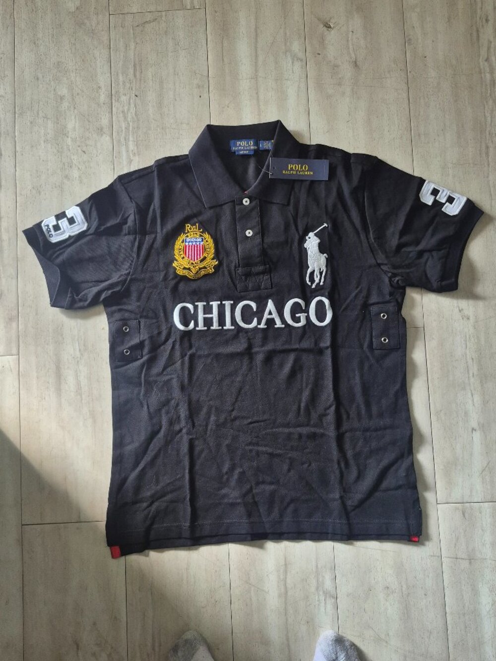 NWT Polo Ralph Lauren Big Pony International Chicago  #3 Black